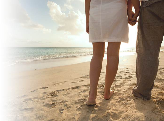 Woman walking on the beach