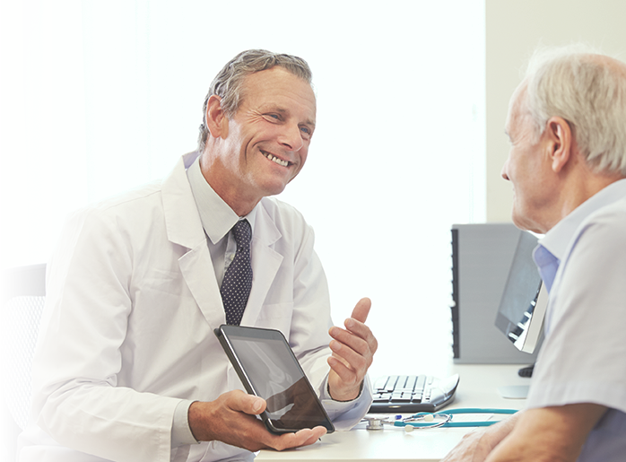 Man meets with doctor