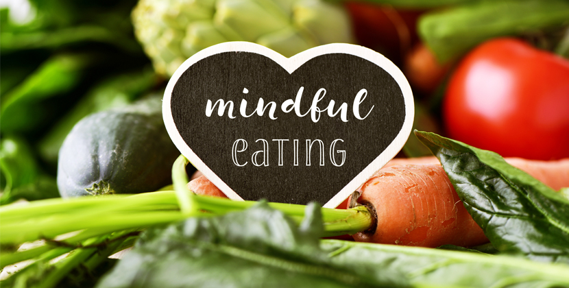 raw vegetables and text mindful eating