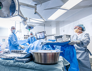 Surgery room at North Memorial Health Hospital and surgery team