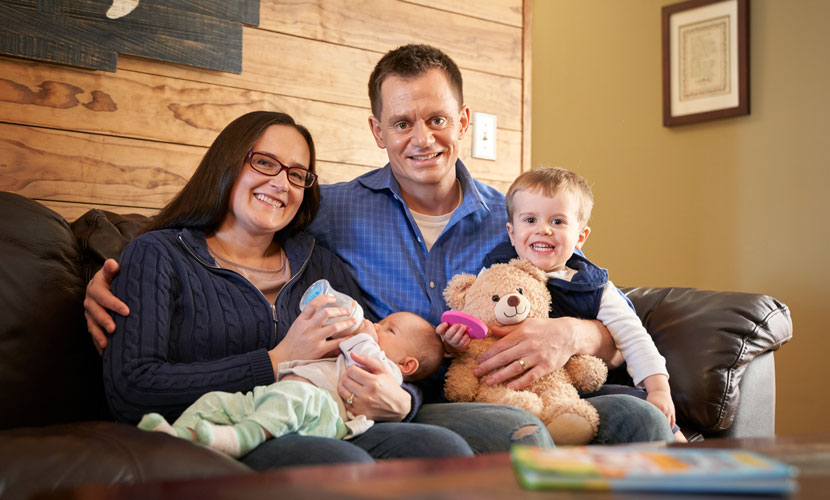 mom and dad with children